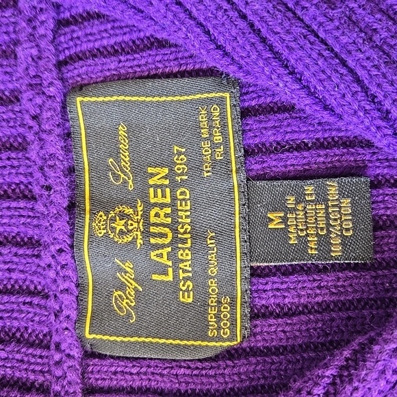 Lauren Ralph Lauren Black Label Purple Ribbed Knit Horsebit Detail Sweater - Picture 5 of 6